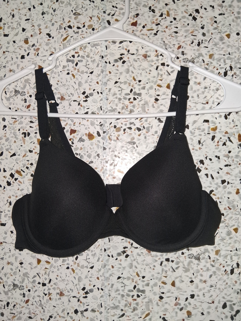 Warners Simply Perfect Push Up Bra Size 34B Black Padded With Wires Knit Straps